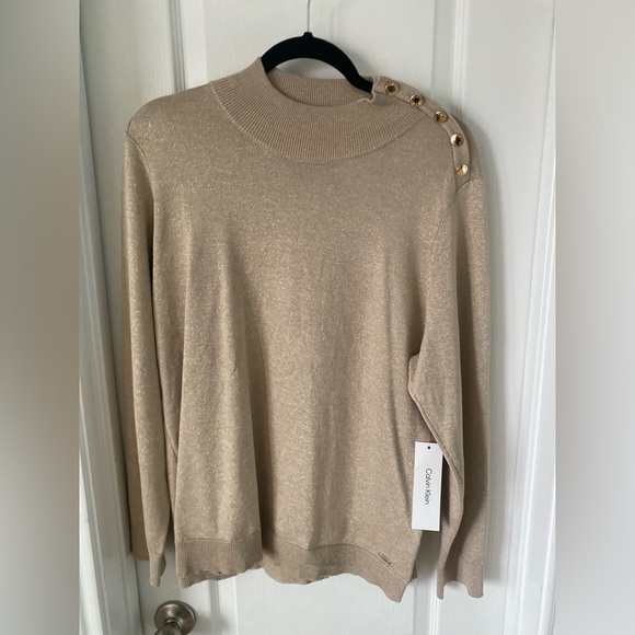 Calvin Klein Gold Button Sweater - Picture 1 of 10